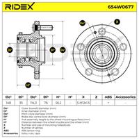 RIDEX654W0677 Kit cuscinetto  HYUNDAI SANTA FE