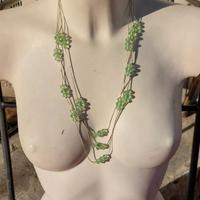 Collana multifilo verde e argento