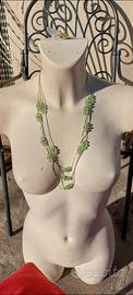 Collana multifilo verde e argento