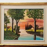 Quadro con pittura ad olio su tela E.Mele