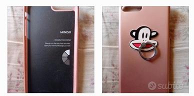 Cover Iphone silicone rosa con anello
