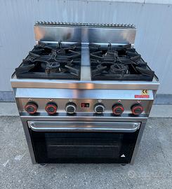 Cucina 4 fuochi Lotus con forno in inox