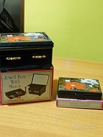 SET PORTAGIOIELLI E BOX MAKE UP VINTAGE NUOVO 