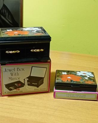 SET PORTAGIOIELLI E BOX MAKE UP VINTAGE NUOVO 