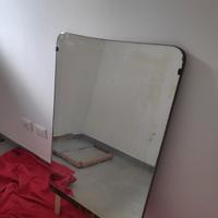 antico specchio molato con supporto in legno 