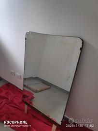 antico specchio molato con supporto in legno 