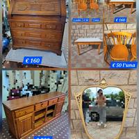 Secretaire Tavolo Sedie Madia Specchio dorato