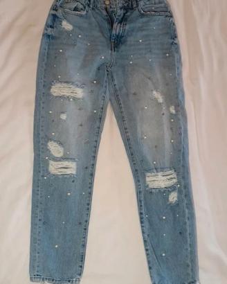 Jeans Donna Bershka Perle e Strappi - Taglia S/36