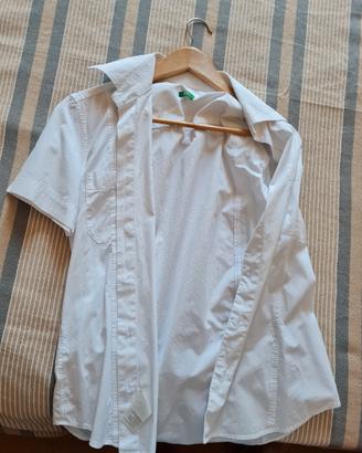 Camicia Bianca Benetton-Maniche corte
