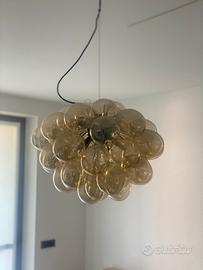 Lampadario design a sfere in vetro champagne
