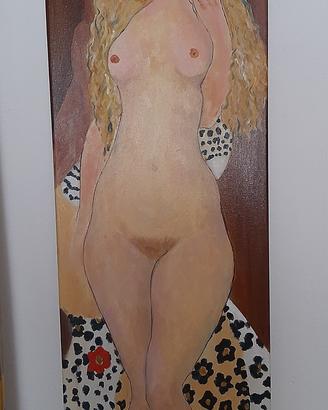Quadro arredamento olio su tela 100x30  klimt