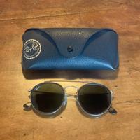 Ray-Ban Round Double Bridge Oro e Verde