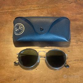 Ray-Ban Round Double Bridge Oro e Verde