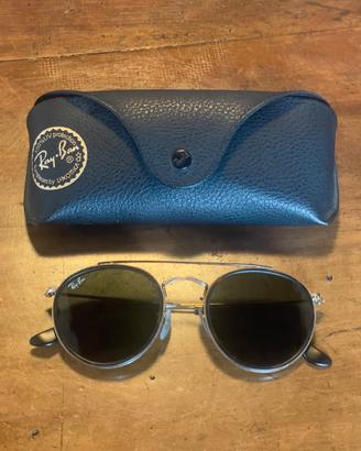 Ray-Ban Round Double Bridge Oro e Verde