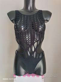 Body donna sexy gotico semitrasparente elasticiza