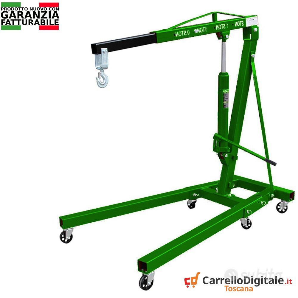 Gru Idraulica Pieghevole 2 Tonnellate - Sollevatore Motori Per Officina, Con Ruote - Foto 7