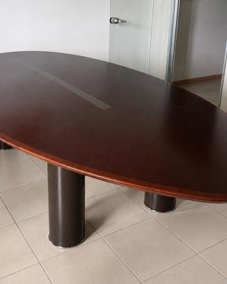 TAVOLO RIUNIONI OVALE CON 6 POLTRONE IN ALCANTARA