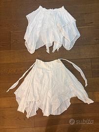 Gonne corta asimmetrica a punte bianca stile gipsy