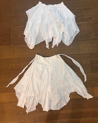 Gonne corta asimmetrica a punte bianca stile gipsy
