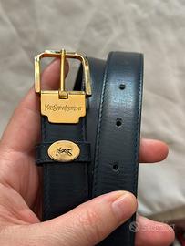 Cintura vintage Yves Saint Laurent pelle blu