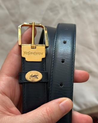 Cintura vintage Yves Saint Laurent pelle blu
