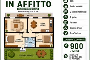 Ponte San Pietro con 2 camere,balcone e giardino