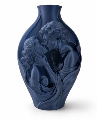 Vaso 3D stampato blu scultura coppia innamorati