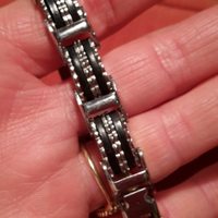 Bracciale uomo acciaio e gomma con piastrina