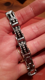 Bracciale uomo acciaio e gomma con piastrina