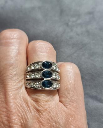 anello argentato con "zaffiri"