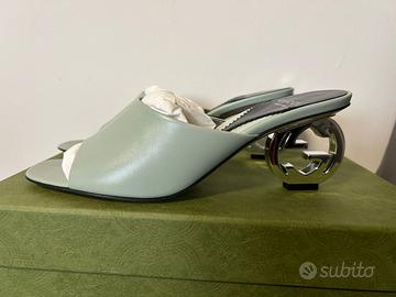 Scarpe Gucci in pelle verde décolleté 38,5