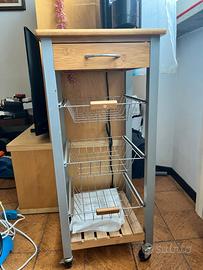 Carrello cucina/salvaspazio in legno e metallo