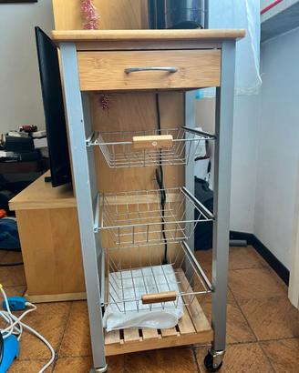 Carrello cucina/salvaspazio in legno e metallo