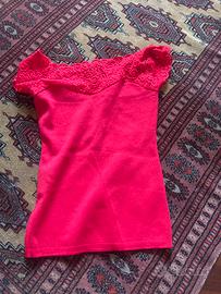 Maglietta rosa con pizzo NON DISPONIBILE , VACANZA