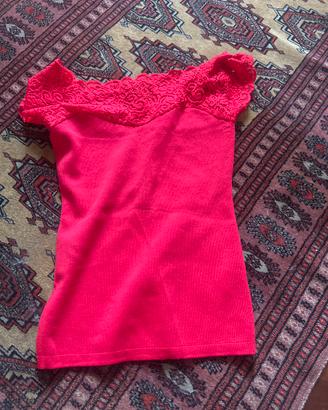 Maglietta rosa con pizzo NON DISPONIBILE , VACANZA