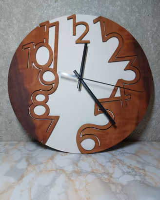 Orologio da parete artigianale con legno di pero