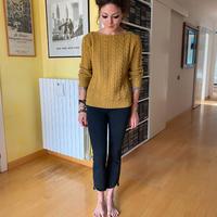 Maglione a trecce senape