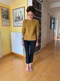 Maglione a trecce senape