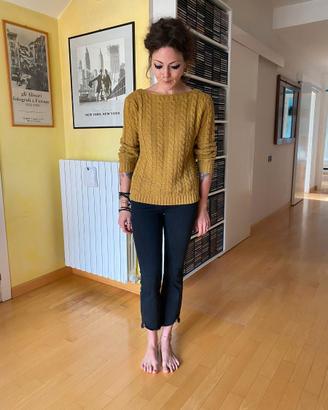 Maglione a trecce senape