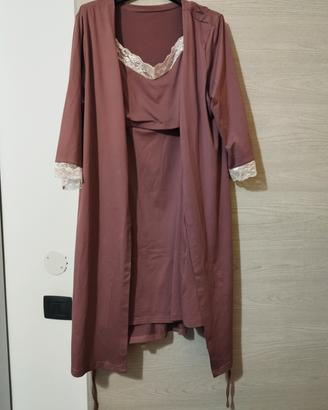Set camicia da notte e vestaglia premaman 