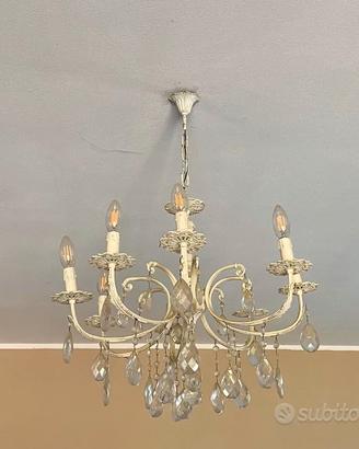 Lampadario vintage grande ( 8 braccia) con gocce