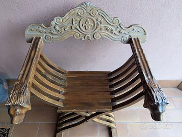 Sedia Savonarola Vintage in Legno Massello