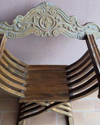 Sedia Savonarola Vintage in Legno Massello