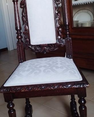 Sedie in legno di noce con intarsi, Francia '800