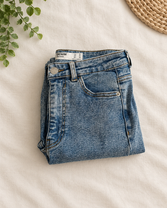 Jeans Bershka blu chiaro effetto vintage