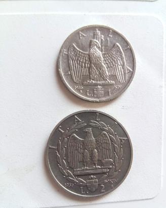 * regno 1 lira impero 2 lire 1936 rara***