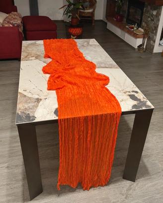 Runner da tavola plissé 90 × 300 cm – Arancione