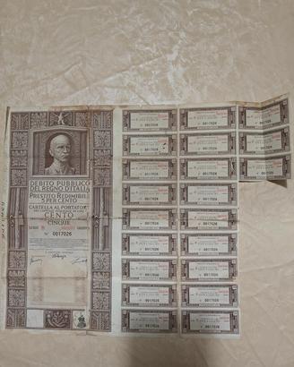 Debito Pubblico Regno d'Italia 1937 CEDOLE