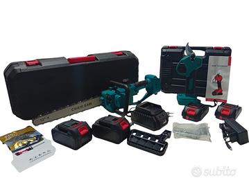 Motosega a batteria 12"+Forbici potatura a batteri