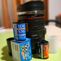 2 rullini fotografici + Canon tazza obiettivo